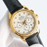 Rolex Daytona 9100 Movement 316L Steel 42mm 18K Gold Plated Calfskin Band Watch